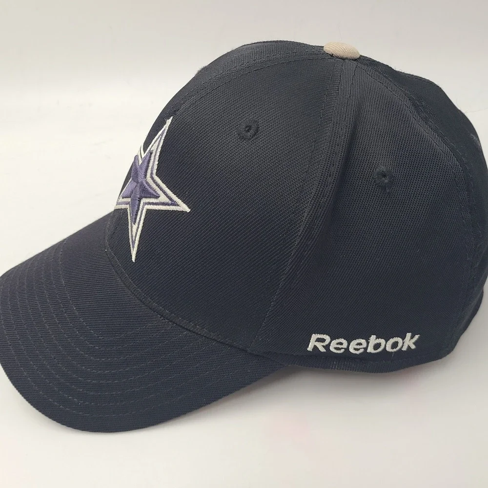 Dallas Cowboys Hat‎ Fitted L-XL Reebok Black NFL Football Logo Nylon Blend Men